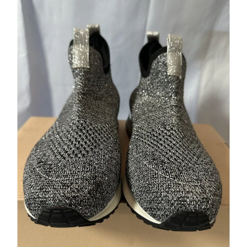J Slides Oren Knit Slip On Sneakers Black Silver Women’s Size 6